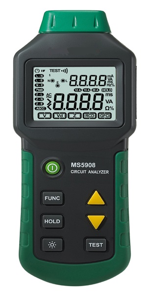 AC100-240V MASTECH MS5908A/MS5908C LCD Stromkreis-Analysator mit Spannungs-FI-Schutzschalter-Prüfvorrichtung Stromkreis-Analysator MS5908C